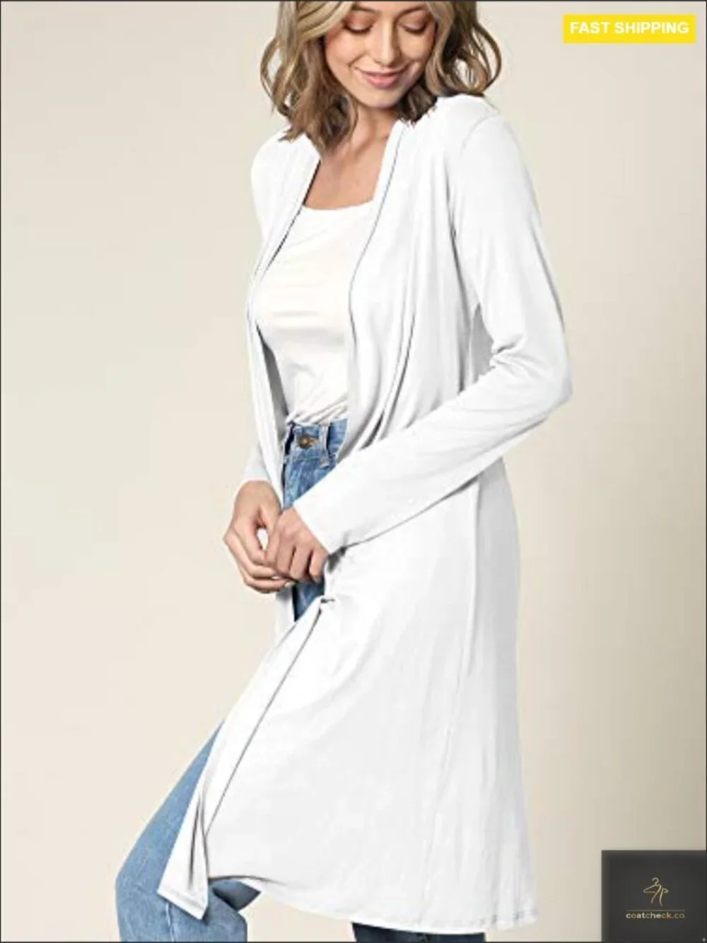 Elegant Draped Long Cardigan Open Front Lightweight Duster Layering Piece Fall